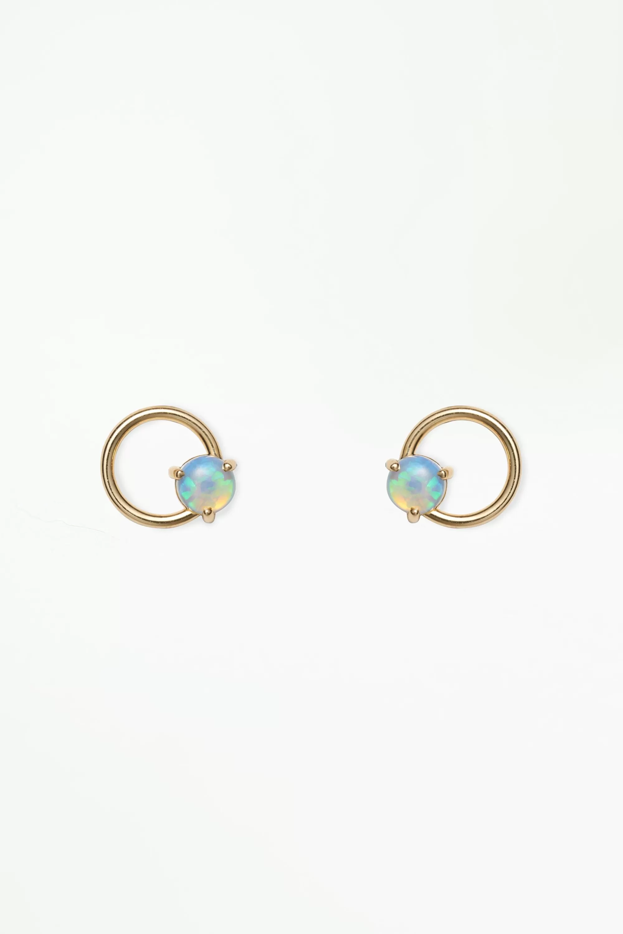Cheap Large Opal Circle Stud - Single Earrings