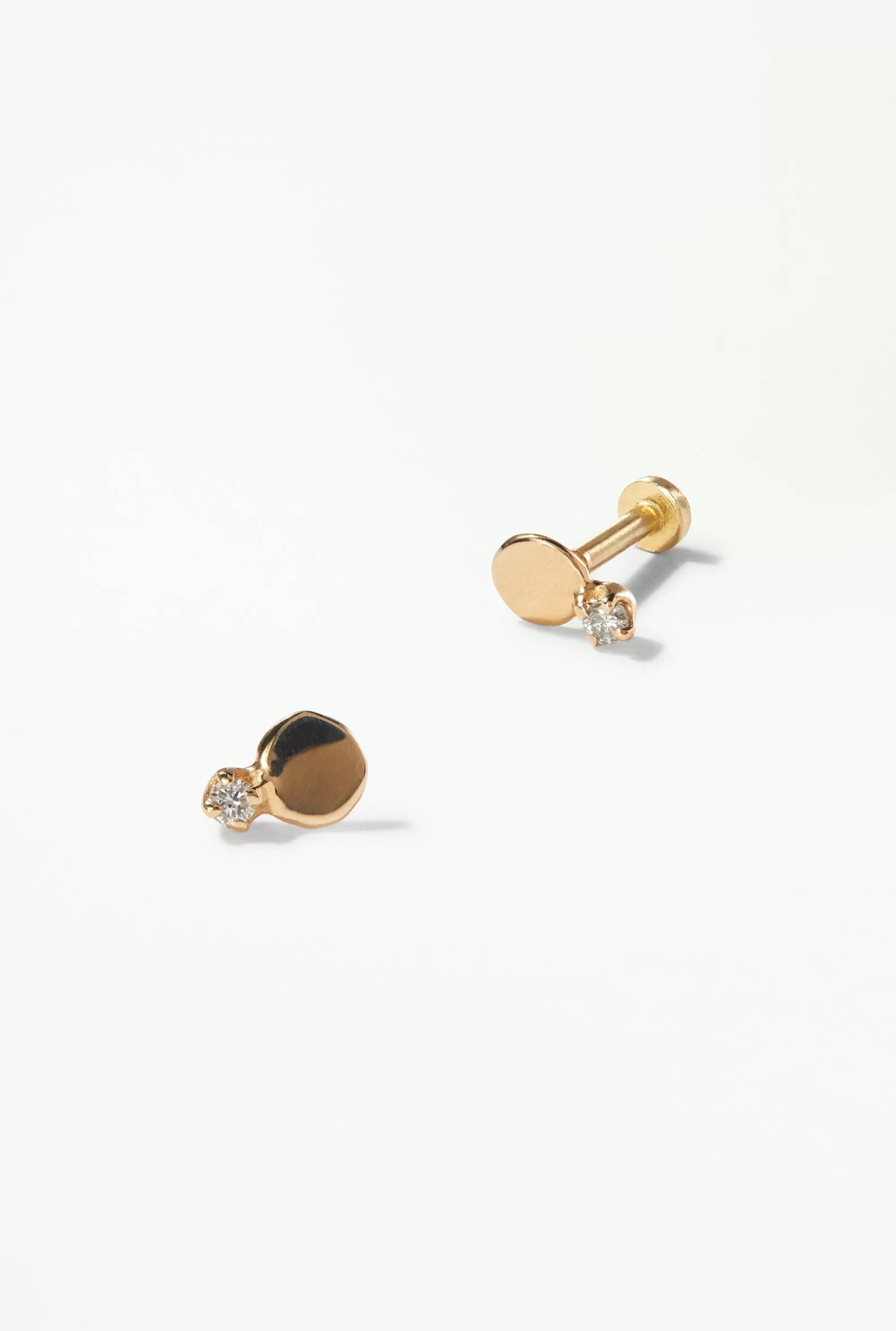 Flash Sale Small Disc Stud With Diamond - Flat Back - Single Earrings